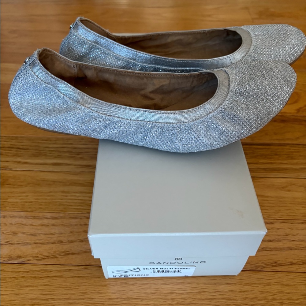Bandolino Silver Sparkle Ballet Flats - Women's Slip-Ons